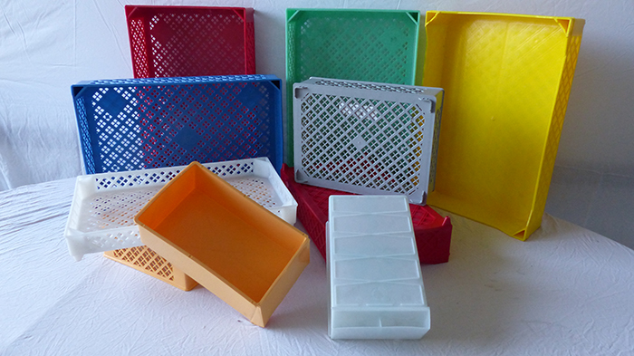 Plastic trays and crates